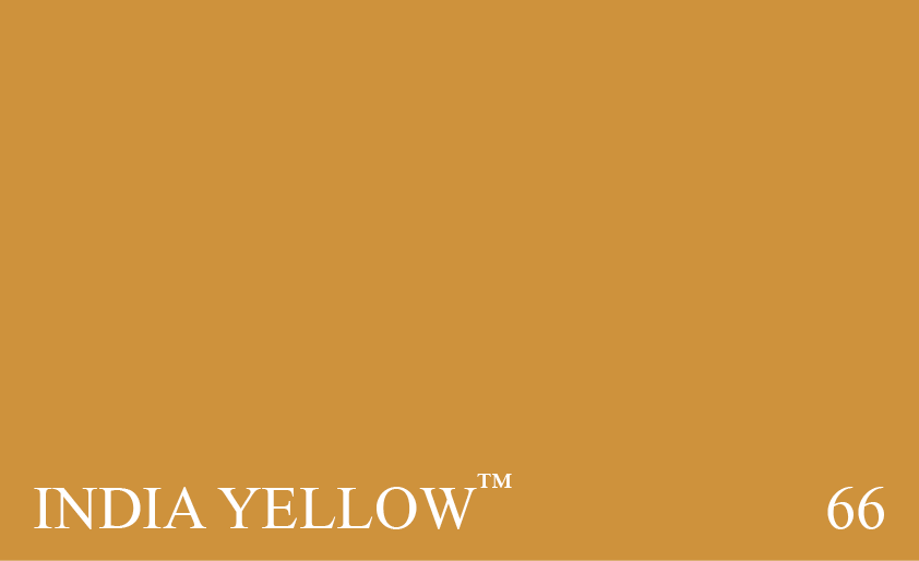 Couleur Peinture Farrow & Ball 66 India Yellow : Introduit en Angleterre au cours du XVIIIme sicle, ce pigment rsultait de la rduction de lurine jaune vif de vaches nourries de feuilles de manguier.