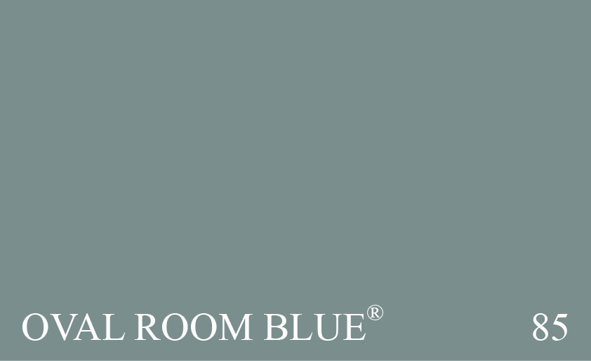 Couleur 85 Oval Room Blue : Une couleur caractristique de la fin du XVIIIme / dbut du XIXme sicle que lon retrouve maintes fois dans lanalyse de peintures. Une version plus claire du no. 14 Berrington Blue.