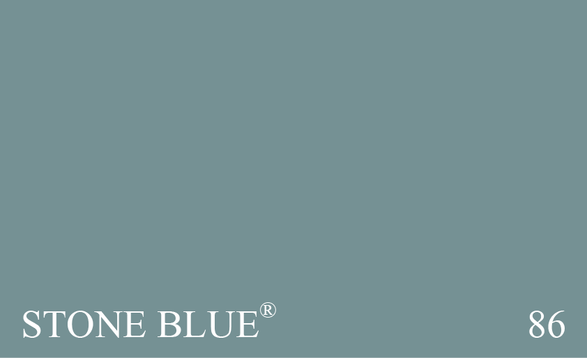 Couleur 86 Stone Blue : Couleur indigo, importe au cours du XVIIIme sicle sous forme de blocs et souvent connue sous le nom de  bleu pierre . Il sagissait dune couleur de dtrempe.