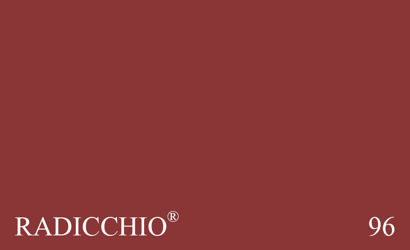 Couleur Peinture Farrow & Ball 96 Radicchio : Une version plus franche, moins vieillie, du no. 43 Eating Room Red. Un rouge intense adouci par du magenta.