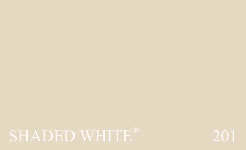 Couleur Peinture Farrow & Ball 201 Shaded White : Couleur neutre. Un peu plus fonce que le no. 3 Off-White et plus claire que le no. 4 Old White. Peut galement tre utilise comme couleur  taupe  claire.