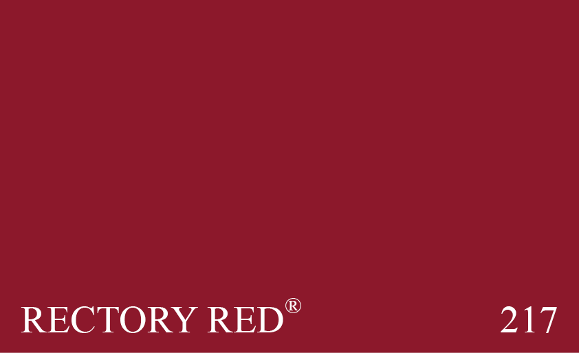 Couleur Peinture Farrow & Ball 217 Rectory Red : Le vermillon, utilis dans le no. 212 Blazer, tait souvent labor de faon plus conomique en ajoutant un plomb rouge; ce dernier, en noircissant avec lge, donne le rouge du Rectory Red.