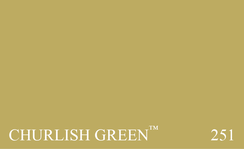 Couleur Peinture Farrow & Ball 251 Churlish Green : Ce ton jaune-vert est utilis depuis des sicles en dcoration, autant seul que sous des papiers peints  motifs. Offre un bon contraste au brun n 255 Tanners Brown.