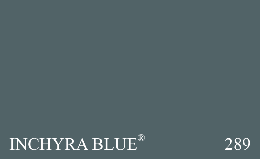 Couleur Peinture Farrow & Ball 289 Inchyra Blue : Ce gris bleu vieilli fut utilis pour la premire fois pour habiller la classique demeure gorgienne d'Inchyra, en harmonie avec le ciel capricieux d'Ecosse.