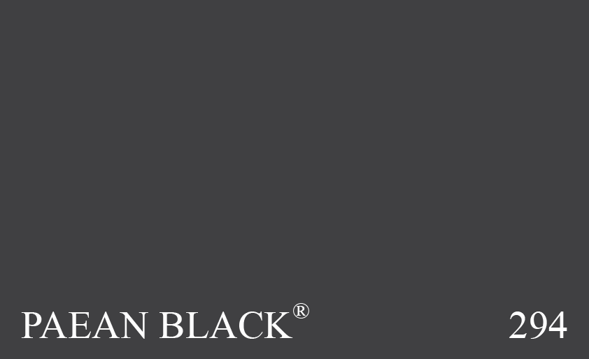 Couleur Peinture Farrow & Ball 294 Paean Black : Ce noir  base rouge d'inspiration gorgienne est un clin d'il  la couleur des anciens livres de cantiques en cuir qui incluaient souvent une chanson de louange ou chant d'alegresse.